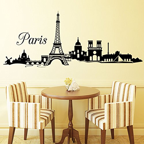 Wandtattoo Loft „Skyline Paris“ - Wandtattoo / 30 Farben / 4 Größen Wandbild