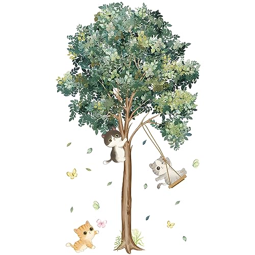 HIMKI Grüne Pflanzen Wandtattoo Hängende Pflanzen Blätter Wandsticker Sonnenblume Gänseblümchen Baum Blätter Fensterbilder für Wohnzimmer Schlafzimmer Kinderzimmer Bad Küche Wanddeko Fensterdeko (E)