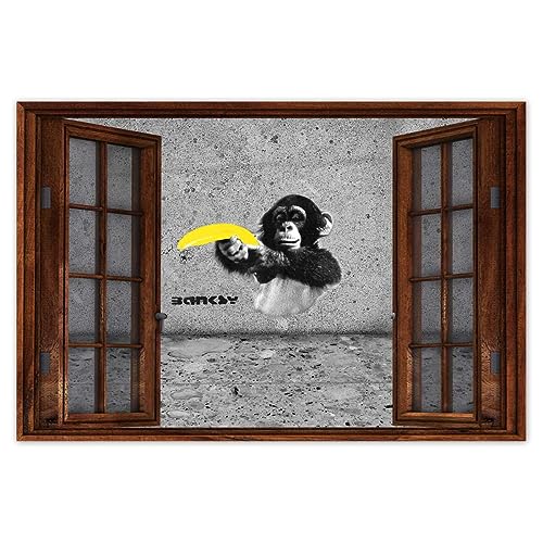 Wandsticker Dekor Foto Aufkleber 60x40cm Banksy Affe Banane Nr. H5655M_WBNS1E