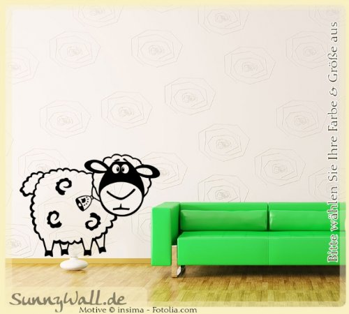 Sunnywall.de Wandtattoo Wandaufkleber - Schaf Sheep Wolle vers1 Größe Größe 3