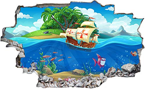 Insel Meer Piraten Schiff Kinder Wandtattoo Wandsticker Wandaufkleber C0837 Größe 70 cm x 110 cm