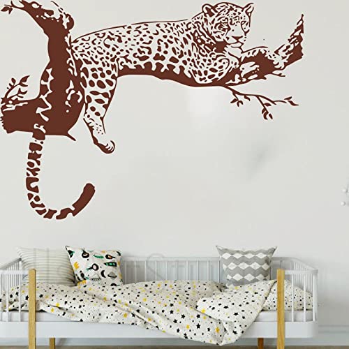 Afrikanischer Leopard Schlafender Baum Wandaufkleber Dschungel Tier Zweig Löwe Wandtattoo Vinyl Dekorative Wandbild Wandaufkleber A2 71x51cm