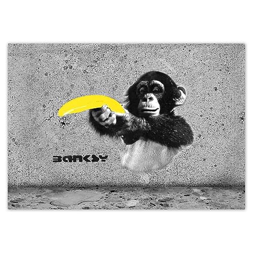 Wandsticker Dekor Foto Aufkleber 84,10x59,40cm Banksy Affe Banane Nr. H5655Z_NS1A1