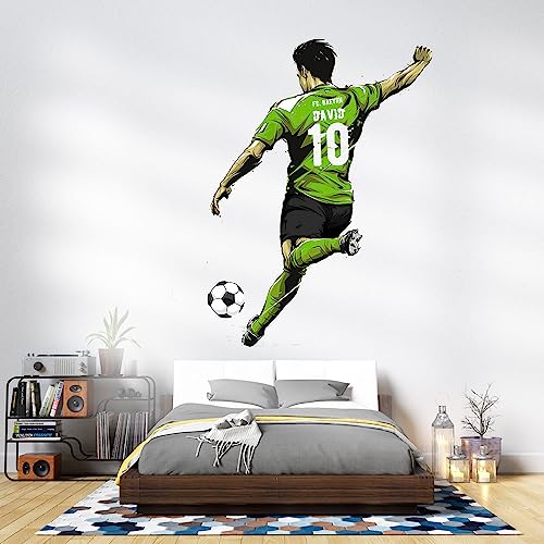 Wandtattoo Wandaufkleber Fußballer zu personalisieren Club, Name, Nummer, WFB17, 10 Gr.,Fußball Fußballspieler