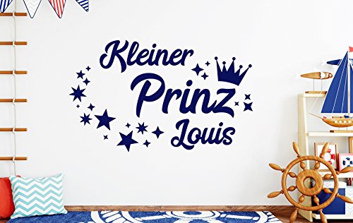 tjapalo® db-pkm359 Wandtattoo Kinderzimmer junge Wandtattoo Jungenzimmer Wandtattoo kleiner Prinz mit Namen (B58 x H35 cm)