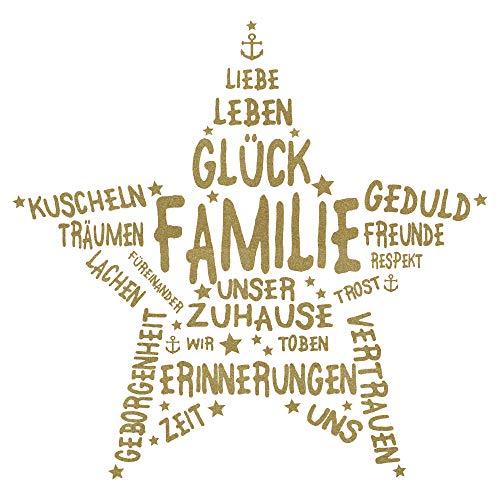 timalo® Wandtattoo Familie Spruch – unser zu Hause – Geborgenheit mit Sternen – über 30 Farben | 73072-enzianblau-60x58