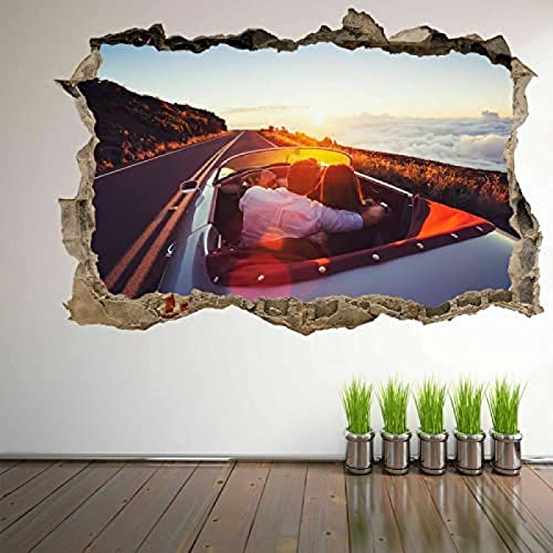 Wandtattoo Poster Vintage Car Sunset Drive 3D Wandkunst Aufkleber Wandbild Poster Home Decor FM11