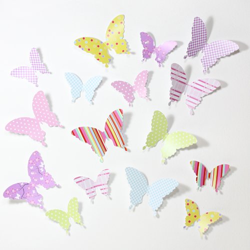 Wandkings Schmetterlinge im 3D-Style, buntes Dekor-Set 1 & 2  zur Wanddekoration, 16 STÜCK