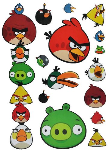 alles-meine.de GmbH 15 TLG. Set Wandtattoo/Fensterbilder - Angry Birds - selbstklebend + Wiederverwendbar - Wandsticker Vögel Red Jim Jake Chuck Schwein Sticker Aufkleber