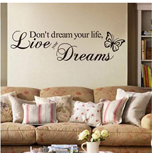 Wandaufkleber Träume Nicht Dein Leben Lebe Deine Träume Kunst Vinyl Zitat Wandaufkleber Wandtattoos Wohnkultur Schmetterling Kunst Poster Tapete 15X57Cm