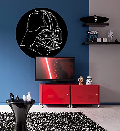 Komar DOT runde und selbstklebende Vlies Fototapete - Star Wars Ink Vader - Ø Durchmesser 125 cm - Kinderzimmer, Wandtattoo - DD1-021