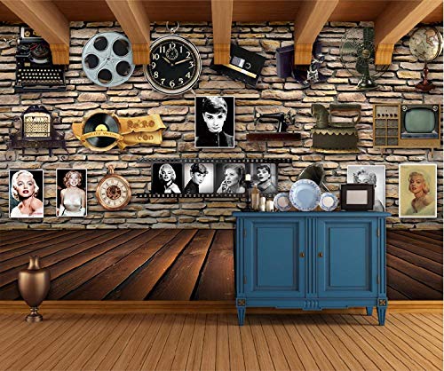 Tapete 3D-Effekt Wandtattoo 400 * 280Cm Nostalgisches Retro-Theater Aus Europa Und Amerika Fototapete 3D Selbstklebendes Wandbild Wandsticker Wandaufkleber Geschenk Dekoration Für Kinderzimmer