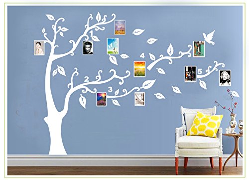 Deco-idea Wandtattoo wandaufkleber wandsticker Baum Zweige Bilderrahmen Vogel 40 Farben zur Wahl wbm23(034 orange, Grosse2:Baum 120cm x90cm (Hoch))