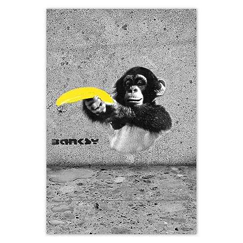 Wandtattoo, 40 x 60 cm, Banksy Affe Banane Nr. H5655M_NS1F