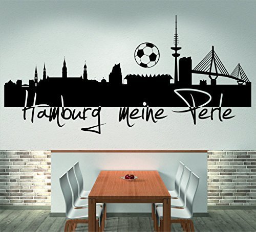 Skyline Hamburg meine Perle (120 cm Breite, schwarz) Wandtattoo, Wandaufkleber, Wohnzimmer, Dekoration, Wanddekoration + GRATIS-Zugabe!!!