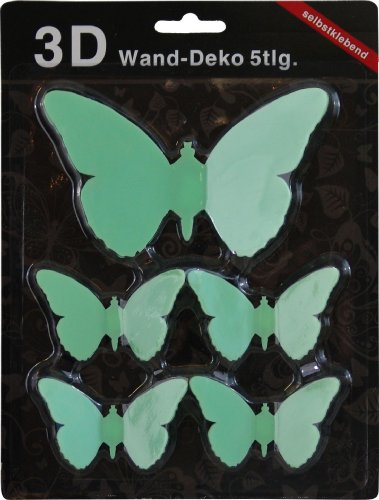 3D Schmetterlinge Insekten Wandaufkleber Selbstklebende Wohnraum-Deko Wandtattoos (GRÜN, 6 Sets (30 Schmetterlinge))