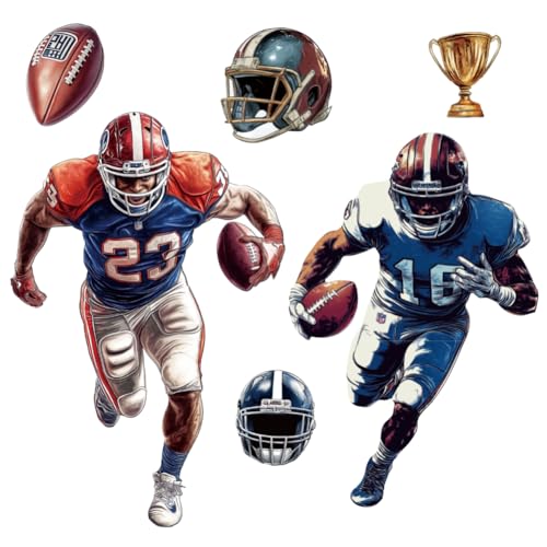 SUPERDANT Rugbyspieler Wandaufkleber Rugby Wandsticker Fußball Wandtattoo Helm Trophäe Wandkunst Dekor Sport Fensteraufkleber Zimmer Kunst Dekorationen Turnhalle Klassenzimmer Spielzimmer Schule