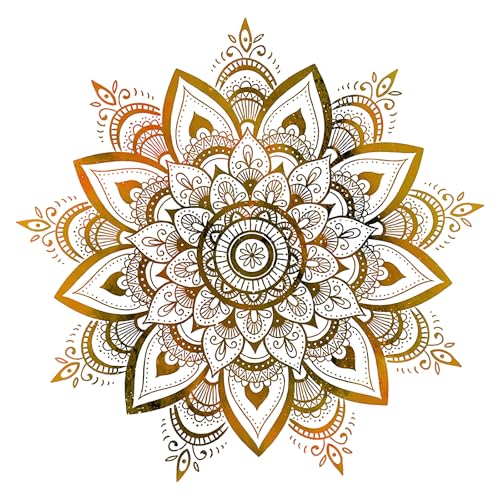VOSSOT Wandtattoo Mandala,Groß Wandsticker Mandala für Schlafzimmer,Gold Boho Blumen Wandaufkleber,Wandbild Boho Style Flur Yoga Wanddeko,Wohnzimmer Schlafzimmer Wandsticker,Blumen Wandaufkleber