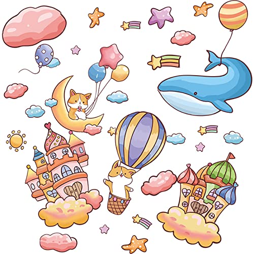 skyrabbiter Aufkleber Blumenranken Wolke Spielen Schlafzimmer Wohnzimmer Veranda Home Wanddekoration Wandaufkleber Schmetterlinge Garten Wand (As Shown, One Size)