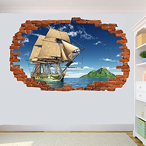 Wandtattoo Island SAIL Pirate Ship Wall Stickers 3D Art Decal MURALS Poster Room Decor 50x70cm