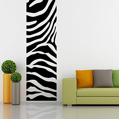 denoda® Zebra - Wandbanner - Wandtattoo Schwarz 25 x 83 cm (Wandsticker Wanddekoration Wohndeko Wohnzimmer Kinderzimmer Schlafzimmer Wand Aufkleber)