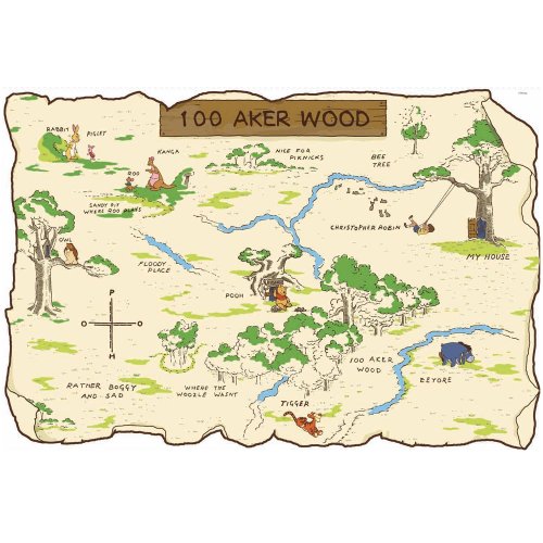 RoomMates Disney Winnie the Pooh 100 Aker Holz Map GIANT Wandtattoo