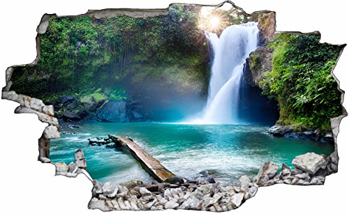DesFoli Wasserfall Waterfall Natur 3D Look Wandtattoo 70 x 115 cm Wanddurchbruch Wandbild Sticker Aufkleber C407