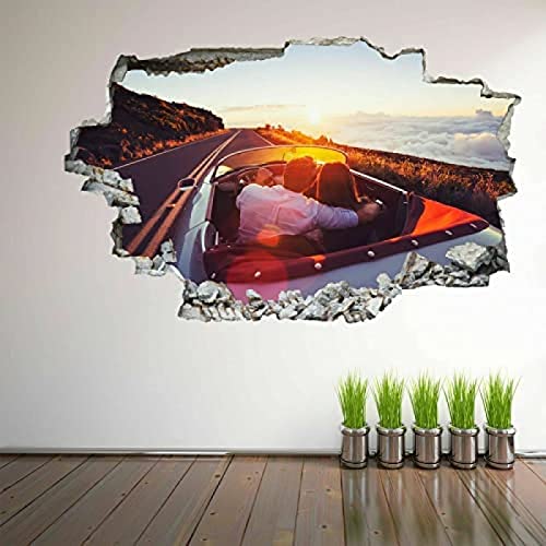 Wandtattoo Poster Vintage Car Sunset Drive 3D Wandkunst Aufkleber Wandbild Poster Home Decor FM12