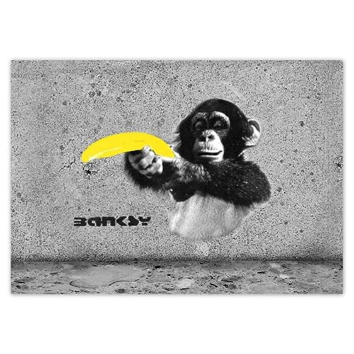 Wandsticker Dekor Foto Aufkleber 21.00x14.80cm Banksy Affe Banane Nr. H5655Z_NS1A5