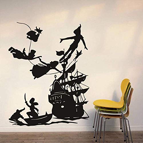 Peter Pan Wandtattoo Cartoon Decals Piraten Schiff Haken Aufkleber Kinder Wandbild Schlafzimmer Home Decoration Wallpaper 57 * 73cm