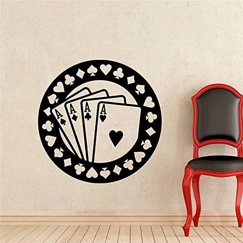 supmsds Poker ASSE Casino Spielzimmer Vinyl Aufkleber Holdem Karten Spiel Gaming Kinderzimmer Wandkunst Abnehmbare wasserdichte Mura 58 x 85 cm