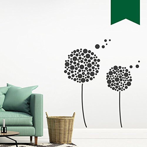 WANDKINGS Wandtattoo Punkte Pusteblumen 74 x 85 cm dunkelgrün - erhältlich in 33 Farben