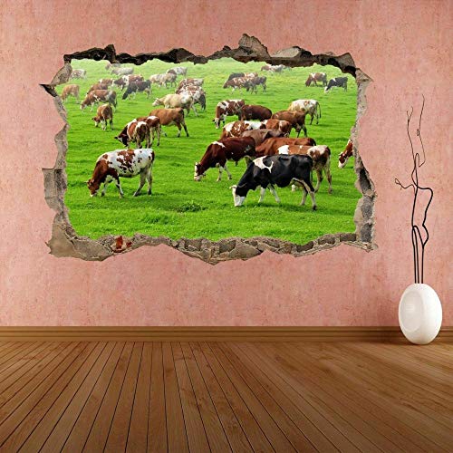 Wandtattoo Kühe Weiden Weide Tier Wandaufkleber Wandtattoo Farm Home Decor De65-3D- Kunst Wandbild Poster - 70x110CM