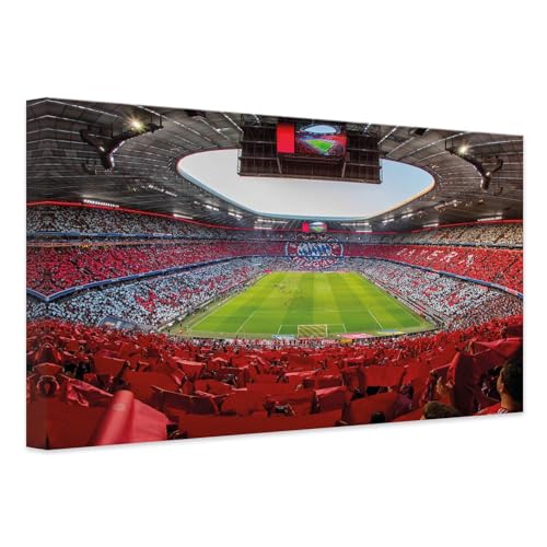 K&L Wall Art Leinwandbild FCB Allianz Arena FC Bayern München Fußball Bundesliga Bilder auf Leinwand mit Wandhalterung - Offizielles Lizenzprodukt (90x60 cm)