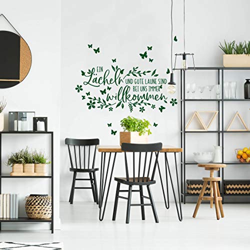 Bilderwelten Wandtattoo - Willkommen, Lächeln & Gute Laune, Farbe:Schwarz 60 x 90cm
