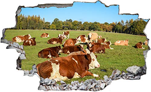 DesFoli Kuhherde Kühe Weide Wiese Wandtattoo Wandsticker Wandaufkleber C2475 Größe 60 cm x 90 cm