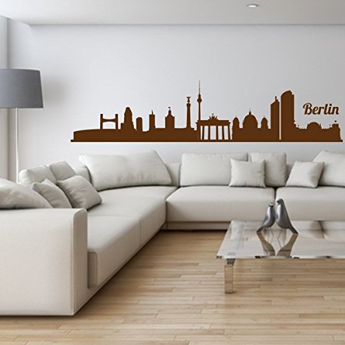 denoda® Berlin - Skyline Wandtattoo Lichtblau 221 x 50 cm (Wandsticker Wanddekoration Wohndeko Wohnzimmer Kinderzimmer Schlafzimmer Wand Aufkleber)
