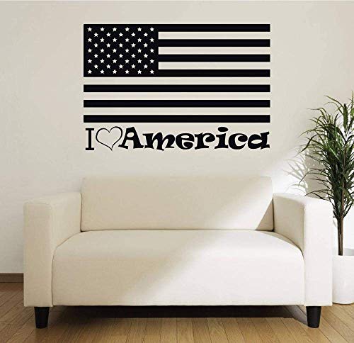Amerikanische Flagge Wandtattoo Zitate Ich liebe Amerika Vinyl Wandaufkleber für Kinderzimmer Wohnzimmer Patriotischen Stil Wohnkultur 86x57cm