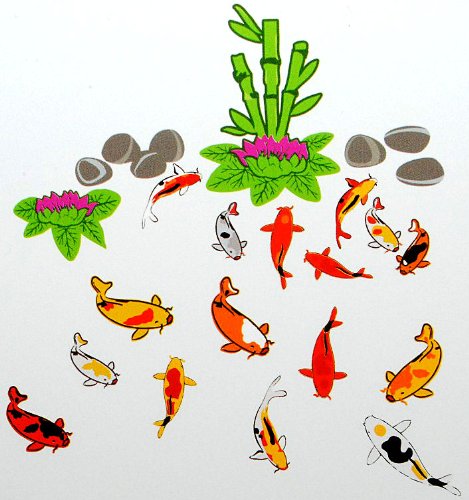 alles-meine.de GmbH 42 TLG. Set XL Wandsticker Fische Koi - Wandtattoo Fisch Karpfen Tier Wasser Aufkleber Wandaufkleber - selbstklebend für Wohnzimmer und Kinderzimmer Deko Stic..