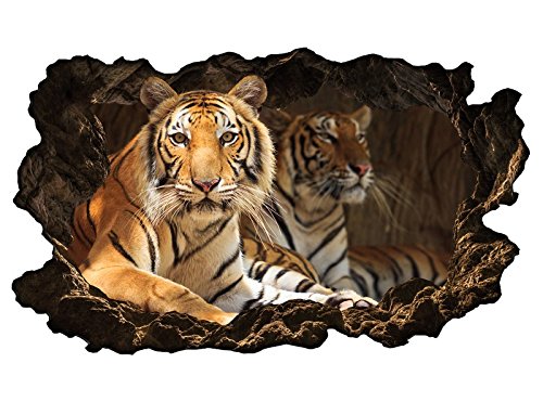 3D Wandtattoo Tiger Augen Tier Kopf Raubkatze Bild selbstklebend Wandbild Wandsticker Wohnzimmer Wand Aufkleber 11G410, Wandbild Größe F:ca. 97cmx57cm