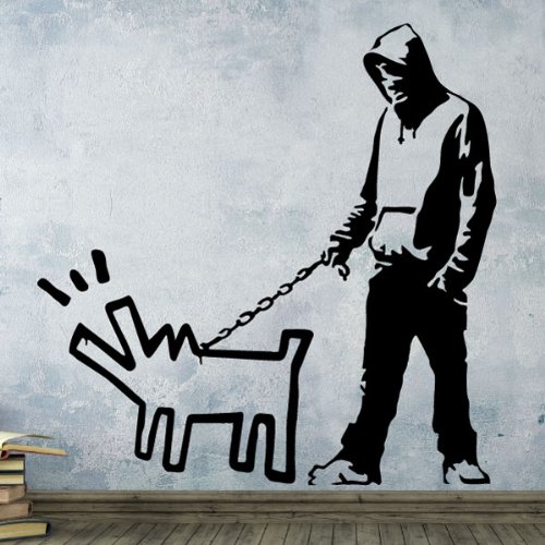 Ambiance-Live Wandtattoo Graffiti-Hund - 130 x 40 cm, Türkis