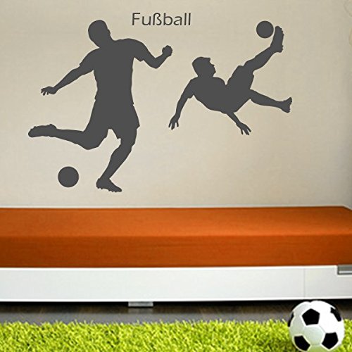 denoda® Fußballer - Wandtattoo Grau 100 x 135 cm (Wandsticker Wanddekoration Wohndeko Wohnzimmer Kinderzimmer Schlafzimmer Wand Aufkleber)