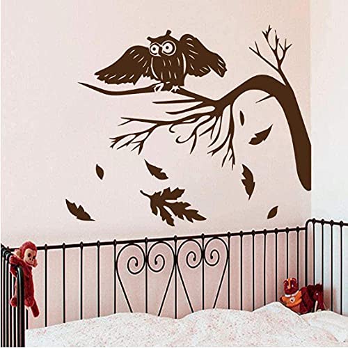 Wandaufkleber, Herbstlaub Fallen Wandtattoo Eule Nacht Vogel Wohnzimmer Baby Dekoration Vinyl Wandaufkleber Kunst 71X59Cm
