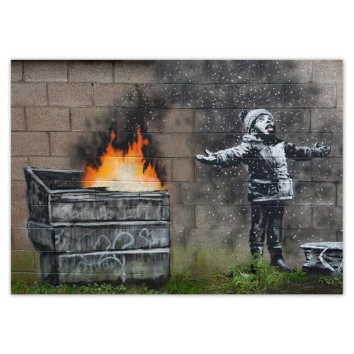 Wandtattoo Dekor Foto Aufkleber 42,00x29,70cm Smog Schnee Banksy Graffiti No.H3674Z_NS1A3