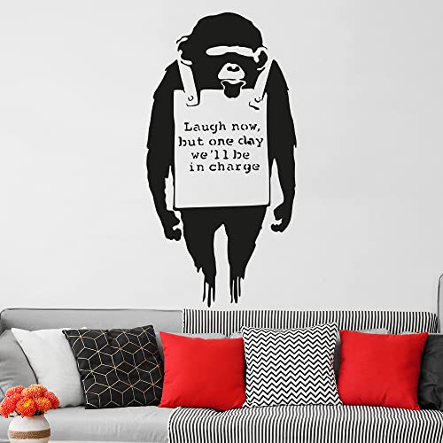 Banksy Wandaufkleber, Motiv: Affe Laugh One Day Now, Banksy-Aufkleber, Vinyl