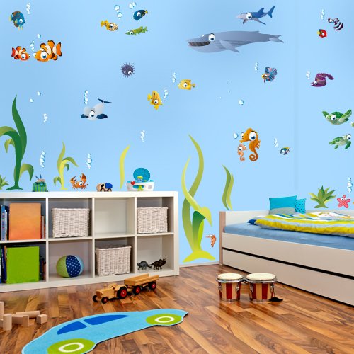 Wandkings Ozean Unterwasserwelt Wandsticker Megapack Set, 72 Aufkleber, Gesamtfläche 260 x 70 cm