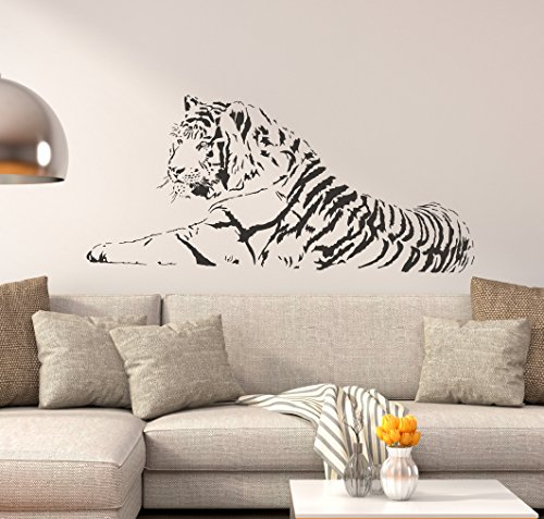 Wandtattoo  Tiger liegend 2 , 128 x 57 + Rakel von mldigitaldesign