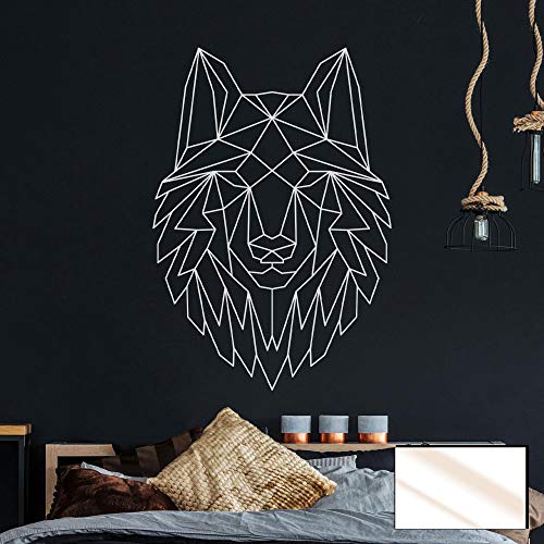 Wandtattoo geometrischer Wolf polygonaler Stil Wanddeko für Flur Schlafzimmer oder Wohnzimmer M2430 - ausgewählte Farbe: *milchglas* ausgewählte Größe: *L - 97cm hoch x 68cm breit*