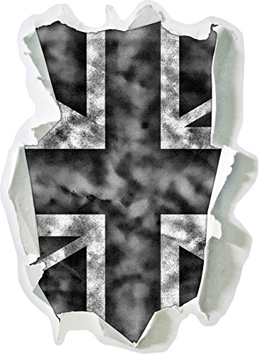 Stil.Zeit Monocrome, Great Britain Flag, Großbritannien Flagge Papier im 3D-Look, Wand- oder Türaufkleber Format: 92x62cm, Wandsticker, Wandtattoo, Wanddekoration