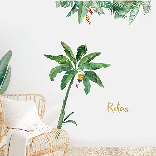 wondever Wandtattoo Palme Wandaufkleber Tropische Baum Grüne Blätter Wandsticker Wanddeko für Schlafzimmer Wohnzimmer TV Wand